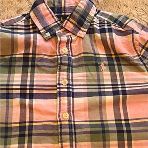 Ralph Lauren Shirt Womens 8 Multi Plaid Cotton Long Sleeve Button Up Shirttail